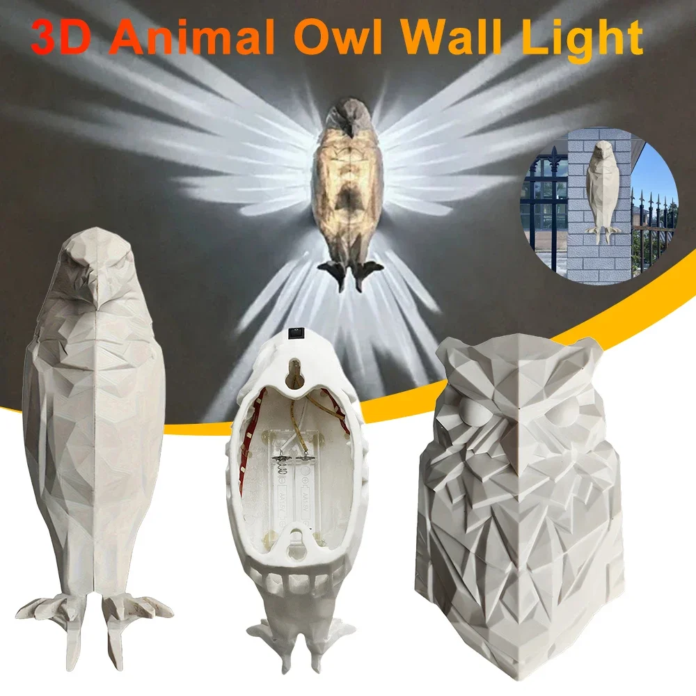 

Cute LED Wall Light Battery Operated Owl Eagle Shape Projector Light 3D Animal LED Wall Lamp for Staircase Hallway Wall Sconce