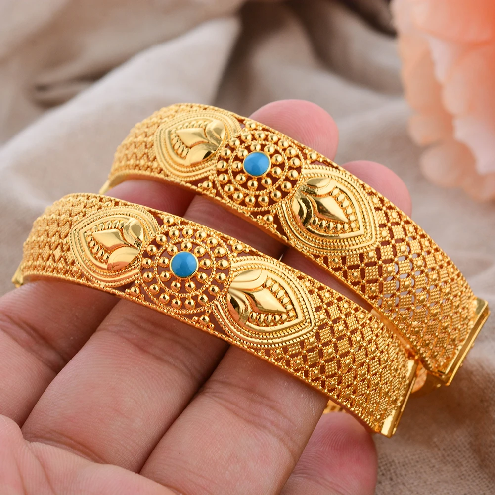 1 Stück 24K Goldfarbene Armreifen Arabische Äthiopische Nigerianische Bankett-Hochzeits-Armbänder Party-Choker Kupferschmuck Geschenke – Detail 7