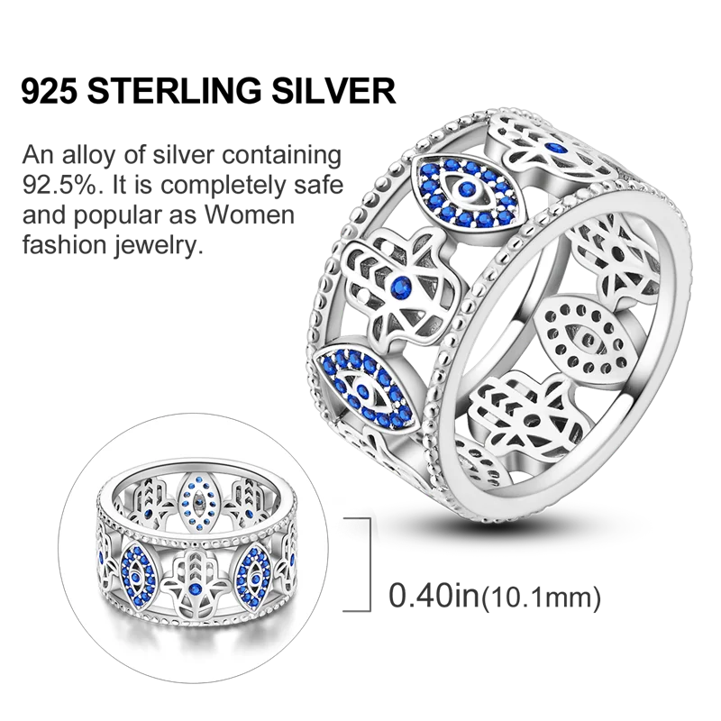 Women's 925 Sterling Silver Devil's Eye Engagement Ring