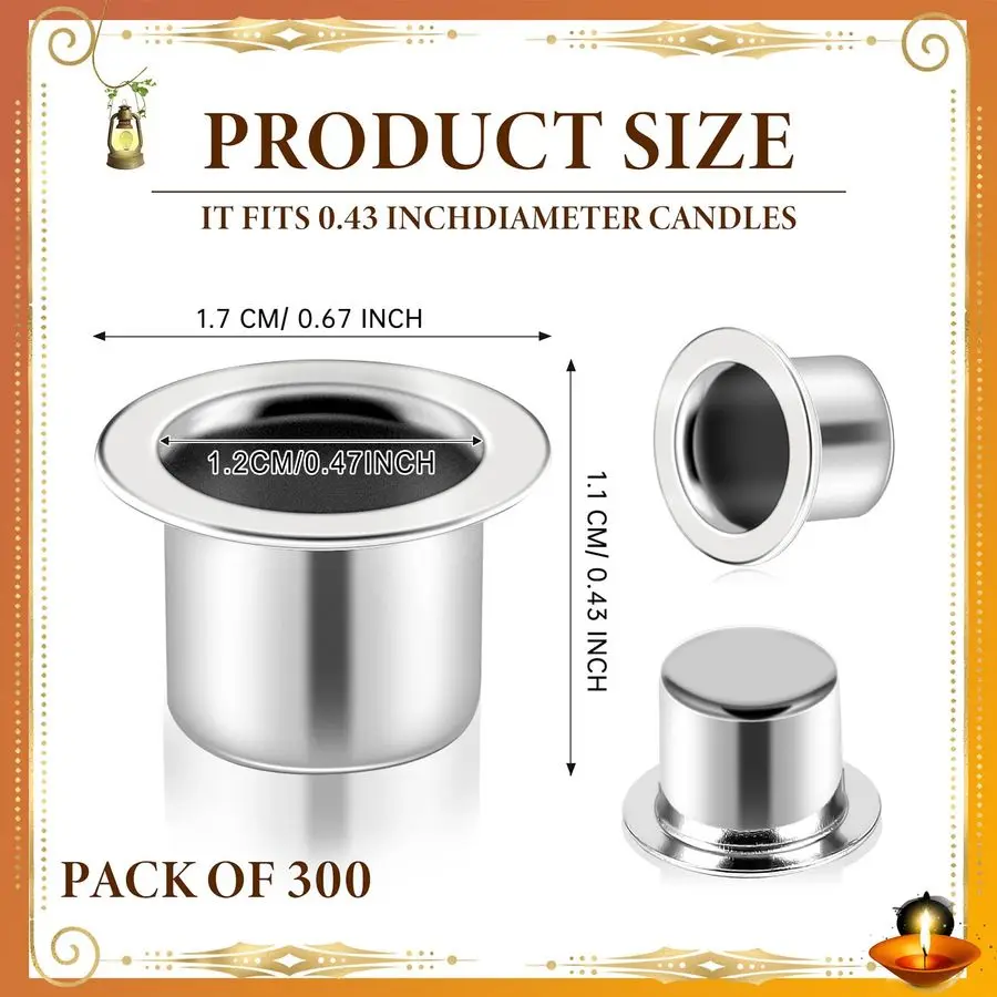 300 упаковок серебряных металлических подсвечников Хануки с круглым плоским основанием, используемые с чашками-канделябры Менора, многоразовые защитные приспособления для части