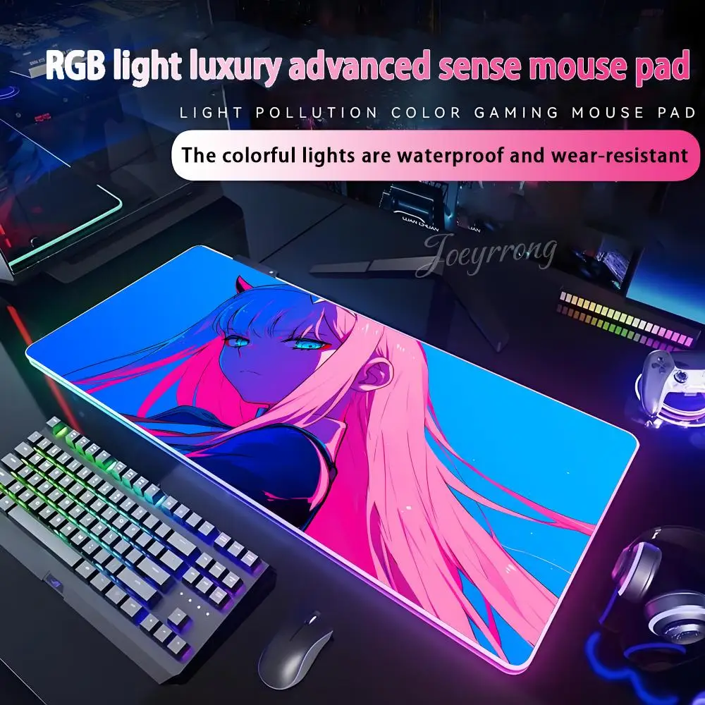 

Zero Two Darling Mouse Pad RGB Mouse Pad Extended Gaming Keyboard Seven colors LED Mats Large 1000x500mm XXL Gamer