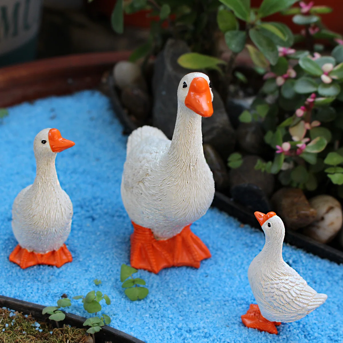 Special clearance clearance sale realistic goose set of three ornament resin garden lawn miniature landscape decoration creative