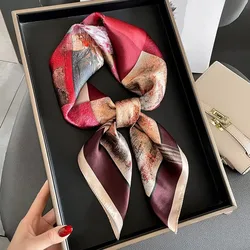Luxury Brand 100% Real Silk Square Scarf Women Shawl Ladies Neck Tie Wrap Hair Ribbon Neckerchief Wrist Design Headband Bandana