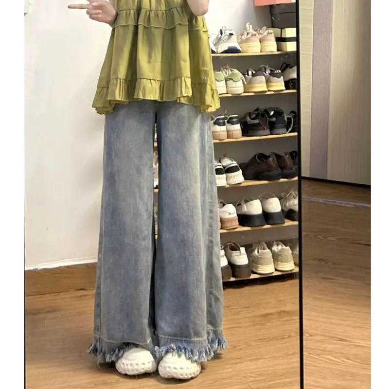 

Girl Jeans Autumn Clothes Korea Ladies Cowgirl Western American Style Retro Vintage Tassels Fringe Embroidered Denim Fashion