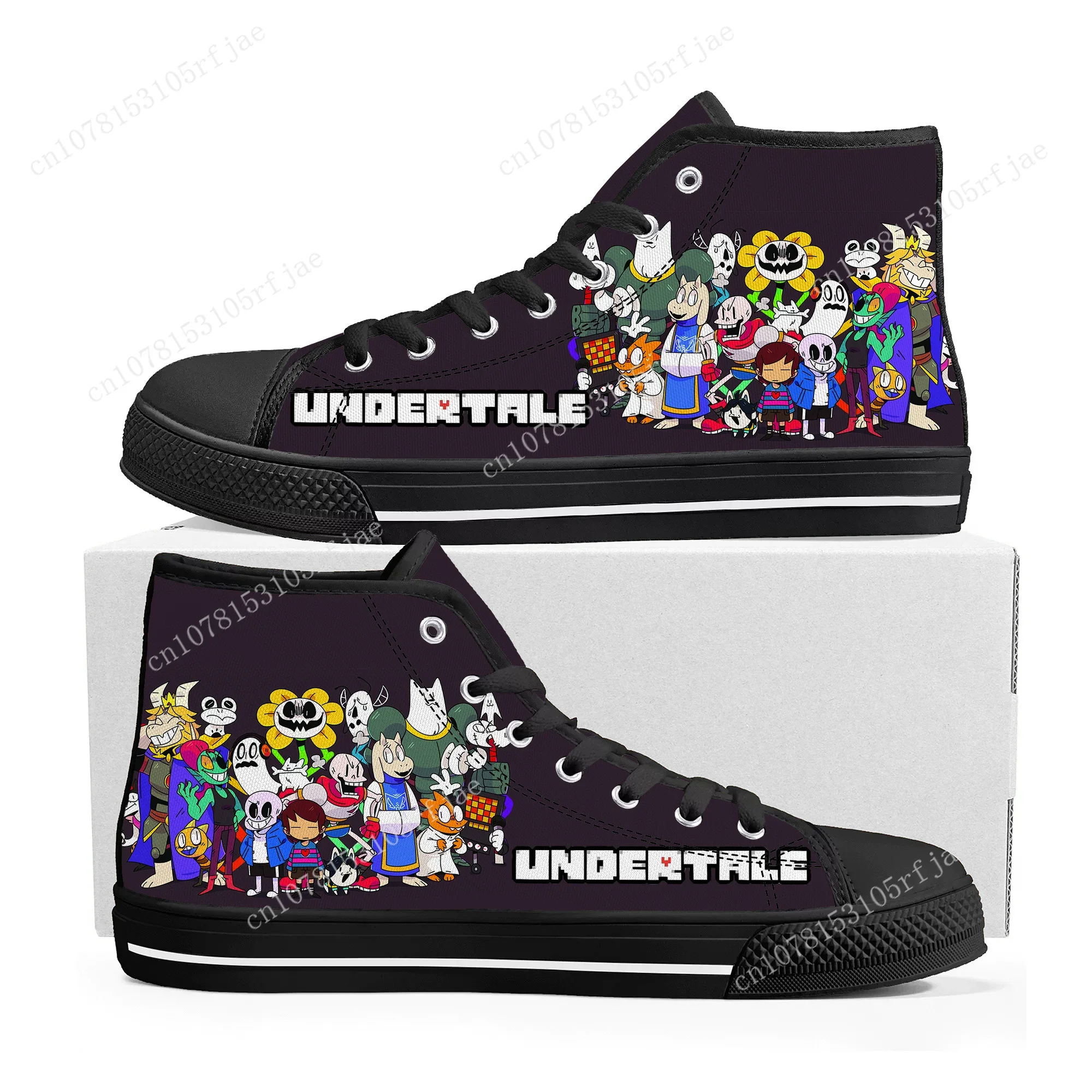 

Cartoon Game Undertale Sans Skull High Top Sneakers Mens Womens Teenager High Quality Canvas Sneaker Custom Built Couple Shoes