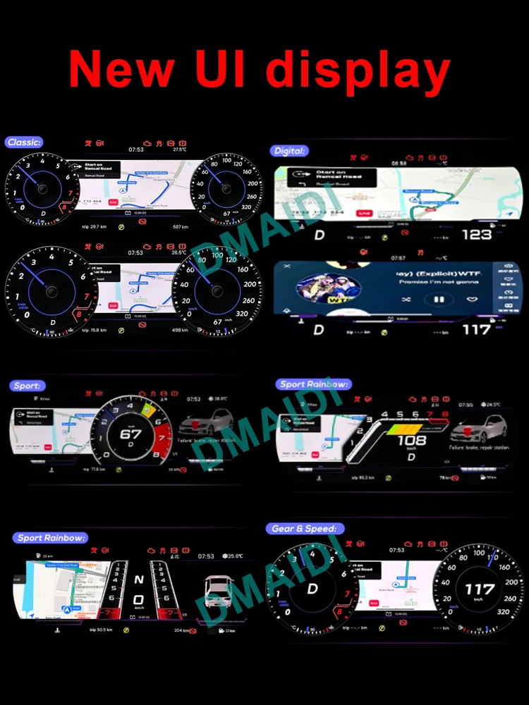 LCD Speedometer Digital Dashboard Car Panel For Volkswagen VW Golf 6 MK6 golf 7 MK7 7 R GTi Passat B6 B7 B8 CC tiguan scirocco