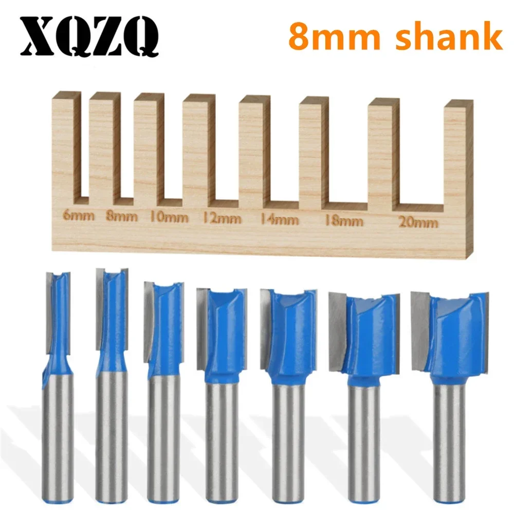 

8mm Shank Blue Straight Bit Router Bit Woodworking Milling Cutter for Wood Bit Face Mill End Mill Tools