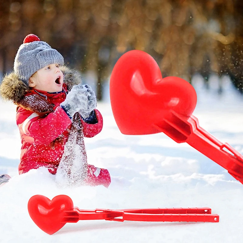 Clip para hacer bolas de nieve en forma de corazón, abrazadera para molde de bola de arena de invierno, juguetes para niños al aire libre