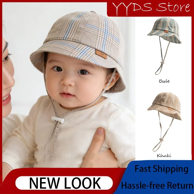 Spring Summer Striped Wide Brim Kids Bucket Hat Breathable UV Protection Casual Cap For Baby Boys Girls