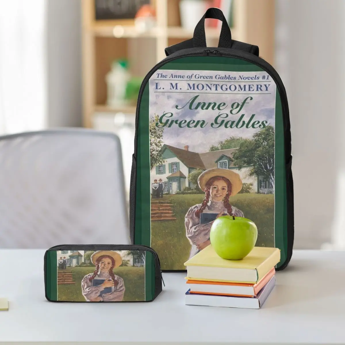 Anne Of Green Gables Ransel Tas Buku Pelajar Laki-laki Perempuan Tas Sekolah Tas Bahu Laptop 3Ps Tas Makan Siang Terisolasi Tempat Pensil