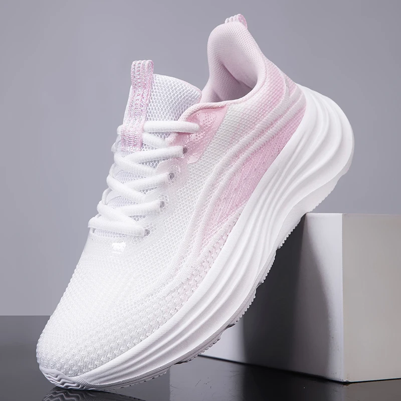 

Новые женские кроссовки для бега, вязаные сетчатые кроссовки, легкие дышащие женские повседневные кроссовки с мягкой подошвой, удобные кроссовки для бега
