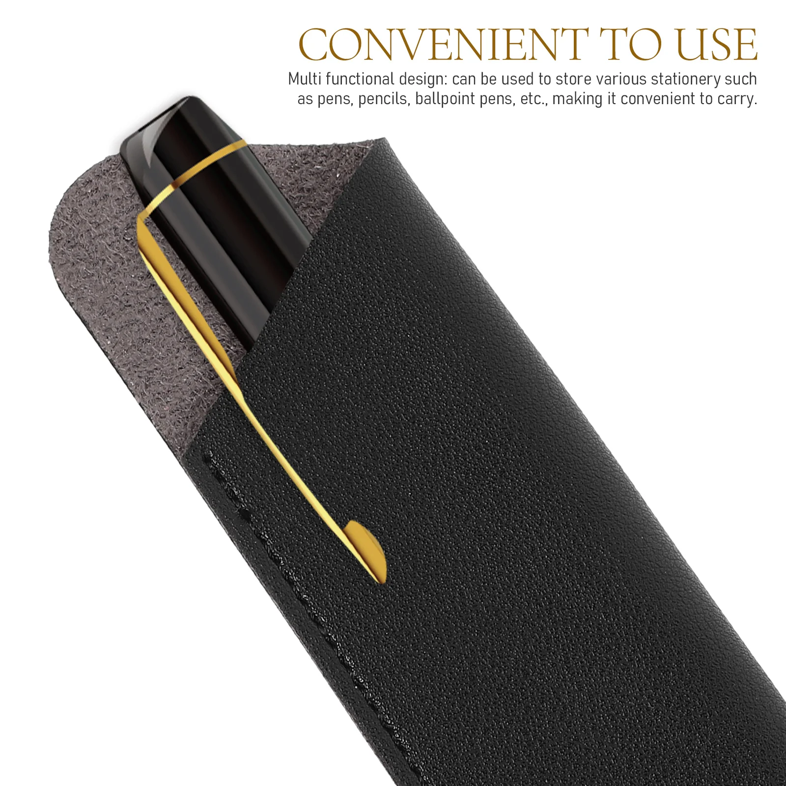 6pcs Storage Ballpoint Sleeve Scratch-Proof Holder For Office School Pen Protective Cover Business Pu Pen Case