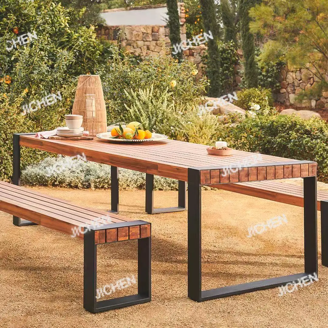 

New, High-quality Outdoor Furniture Aluminum-plastic Wood Park Hotel Restaurant Courtyard Garden Dining Table