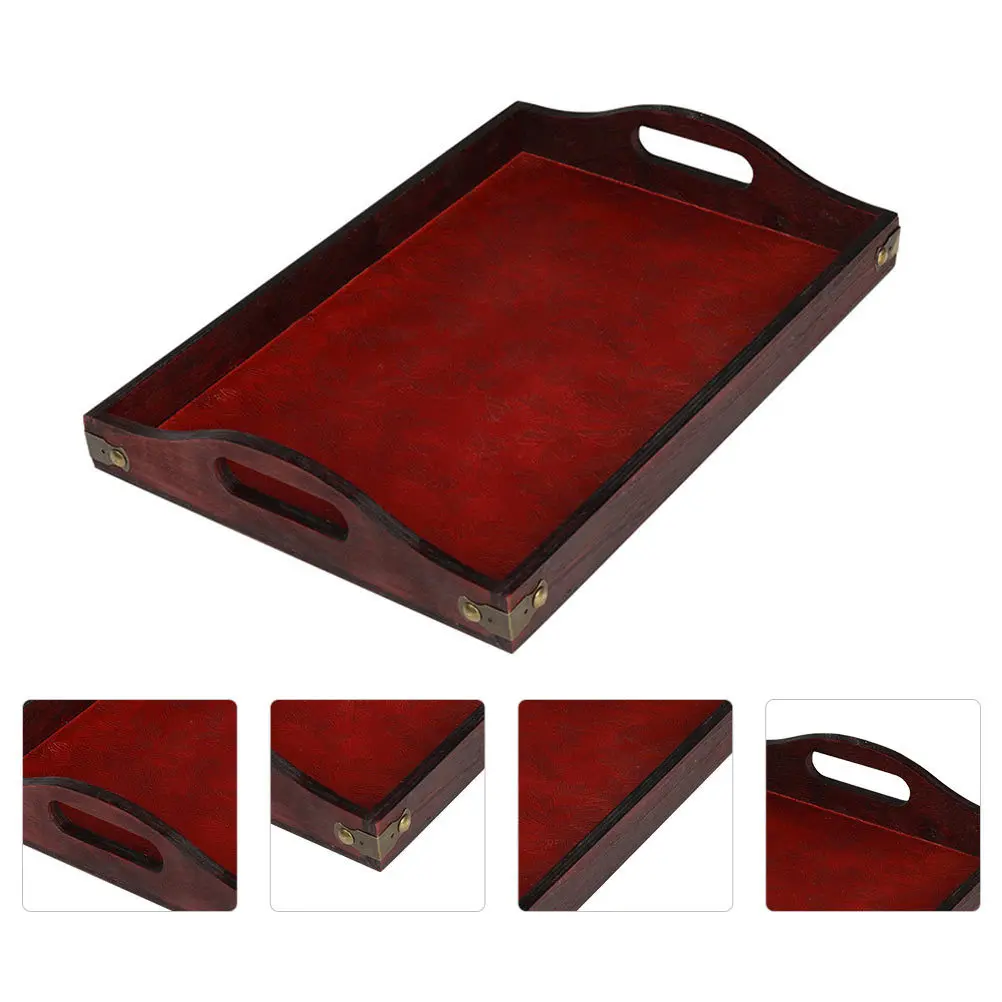 

Rectangular Tray Tray with Handles Wood Serving Tray Food Storage Plate Beauty Salon Serving Tray