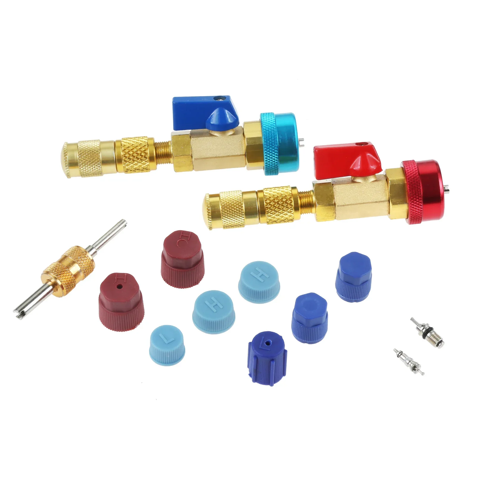 31pcs/set Valve Core Quick Remover Installer High Low Pressure Brass Tools R13A Refrigerant Auto Air Conditioner System Repair