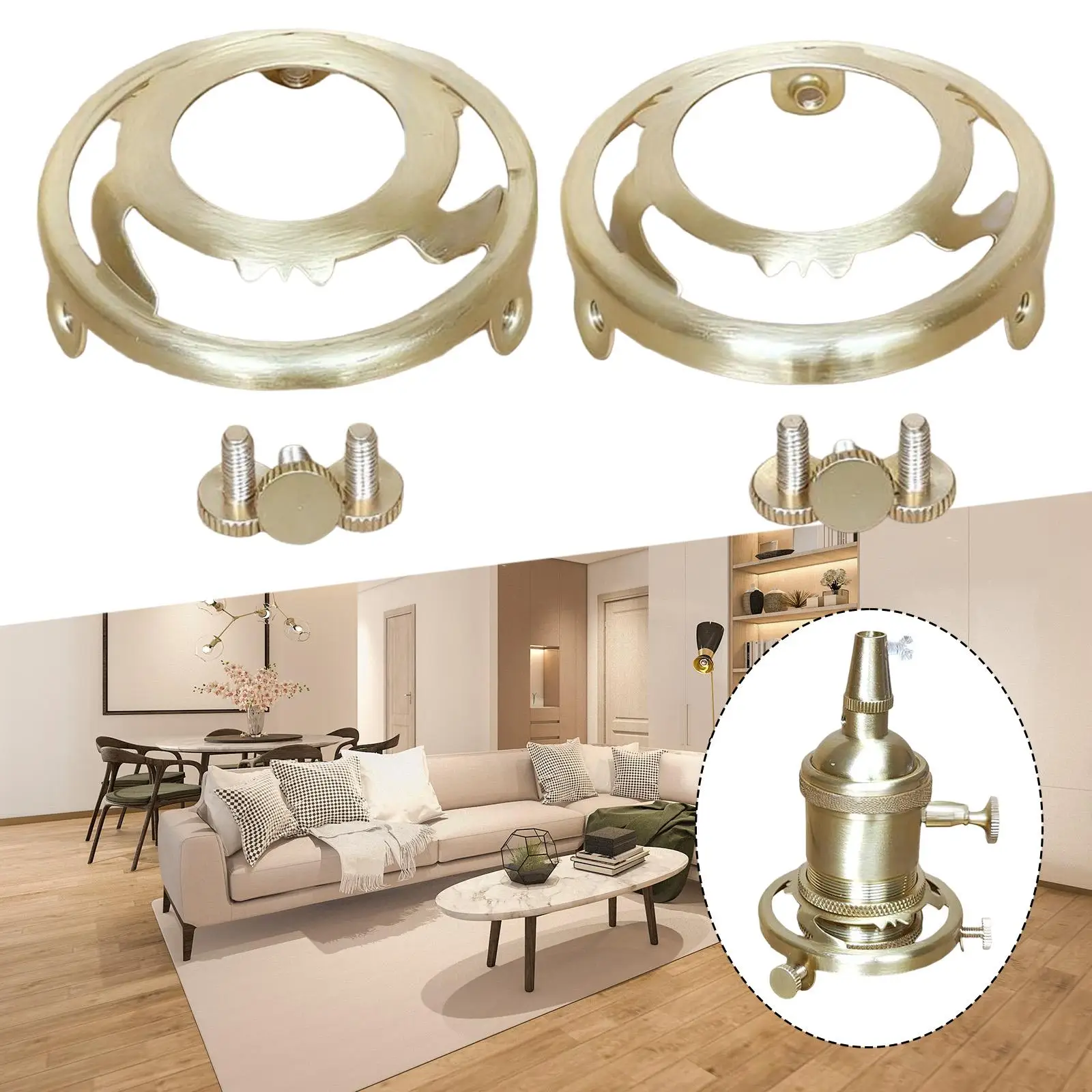 

Lampshade Adapter Ring Brass Retainer Lamp Shade Converter Accessory Light Fixture Part for Table Lamp Replacement