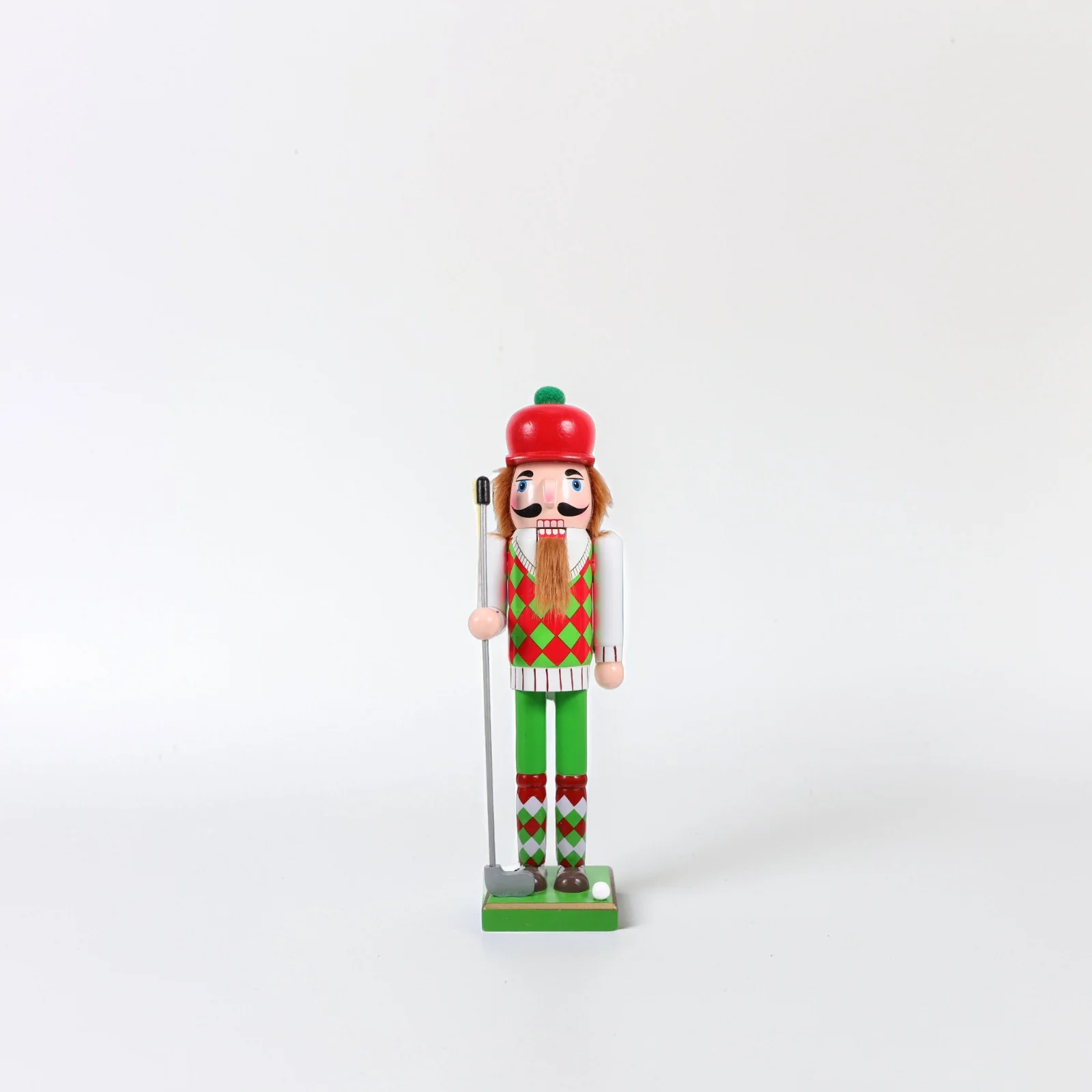 عيد الميلاد تمثال كسارة البندق الخشبية الكلاسيكية جولف موضوع عيد الميلاد ديكور كسارة البندق التقليدية زخرفة عطلة احتفالية الديكور #4