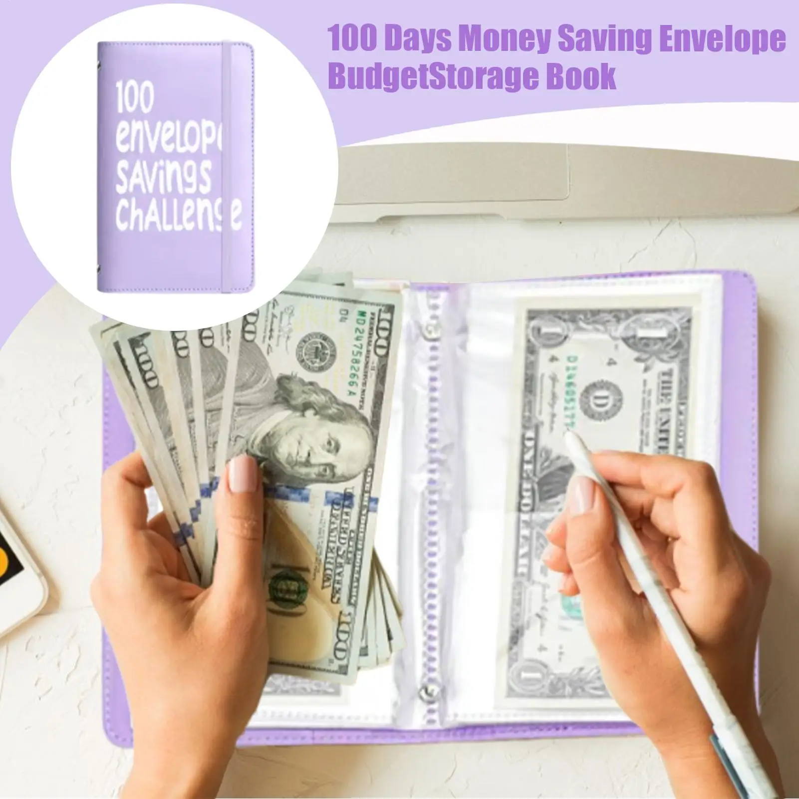 100 Days Envelope Challenge Binder Save Savings Challenges Loose-Leafs Binder Budget Binder With Cash Envelopes Money Organizer view 4