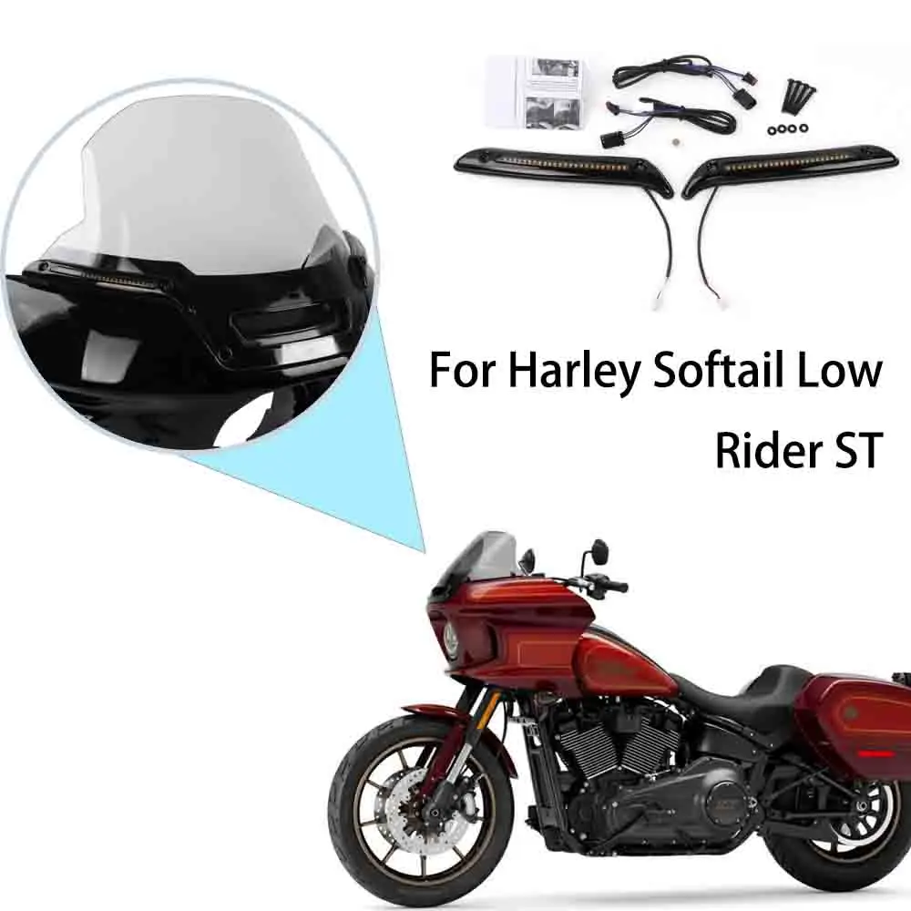 Motorcycle Tracer Windshield Decorative Lamps Daylight Running Lamps and Turn Signal Lamps Fit For Harley Softail Low Rider ST