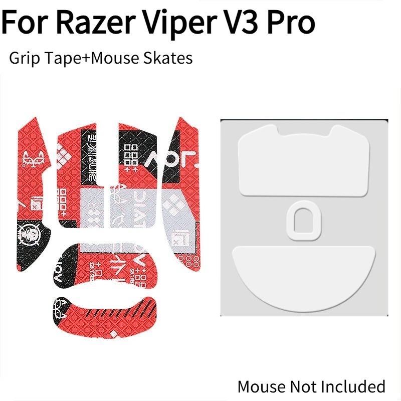 1-2set For Razer Viper V3 Pro Mouse, ICE PTFE Glide Mouse Skates & Anti-Slip Sweat Resistant Grip Tape Set Gaming Accessories