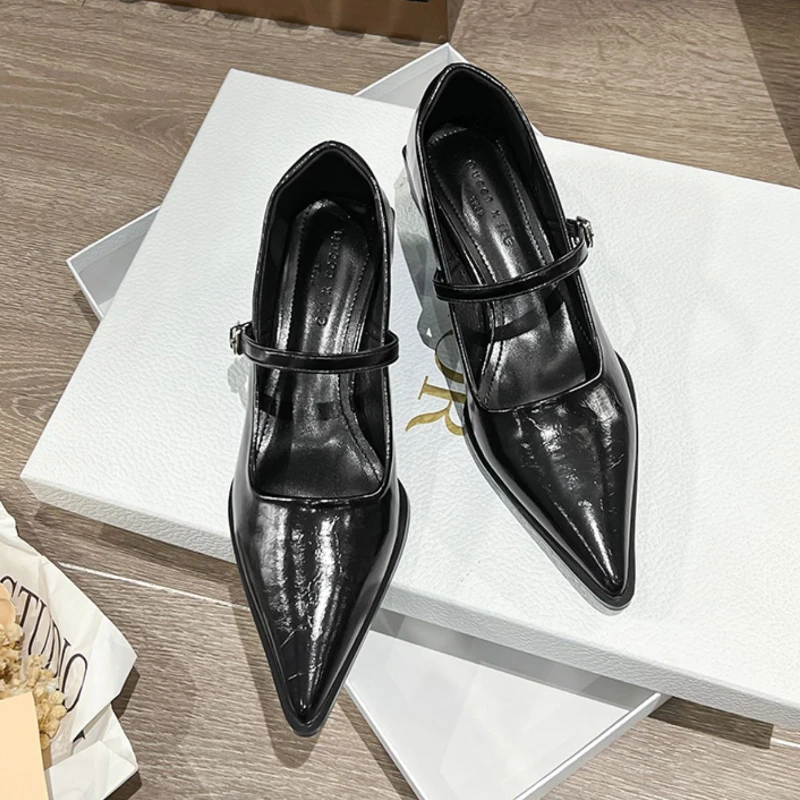 Sandal Hak Tinggi Ujung Lancip Wanita Seksi Sepatu Chunky Elegan Musim Panas 2025 Merek Fashion Baru Sepatu Pesta Slingback Wanita Zapatillas