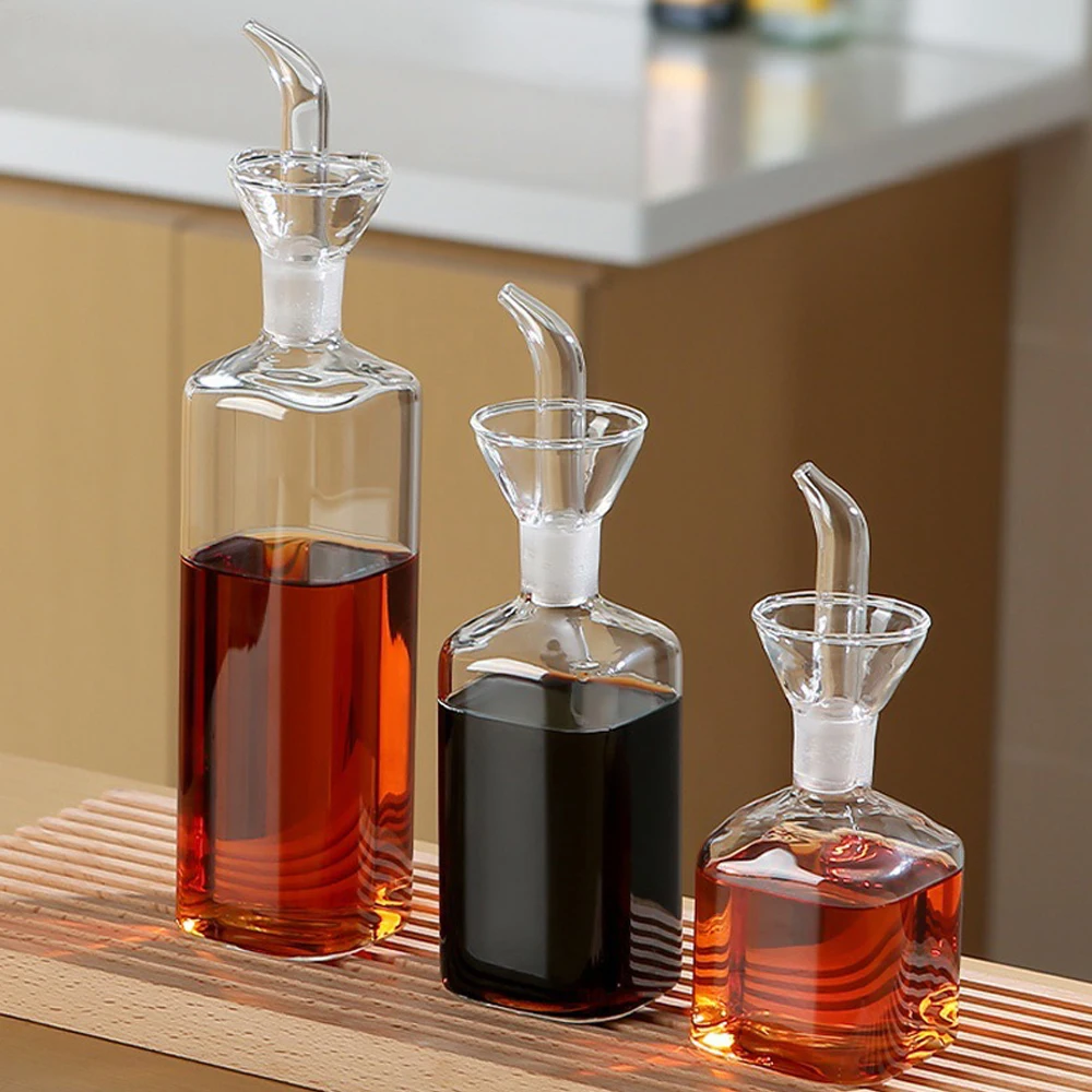 Olive Oil Dispenser Bottle Borosilicate Glass - Non Drip Oil Dispenser for Kitchen, Leak Proof Vinegar Drizzler Cruet Easy Clean
