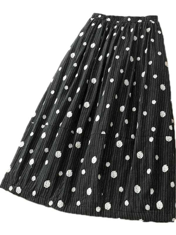 Bla ポルカドット ブルマ風スカート レディース ファッション ティエンデッド コットンリネン Aラインスカート 秋冬新作 スタイリッシュ 通勤...