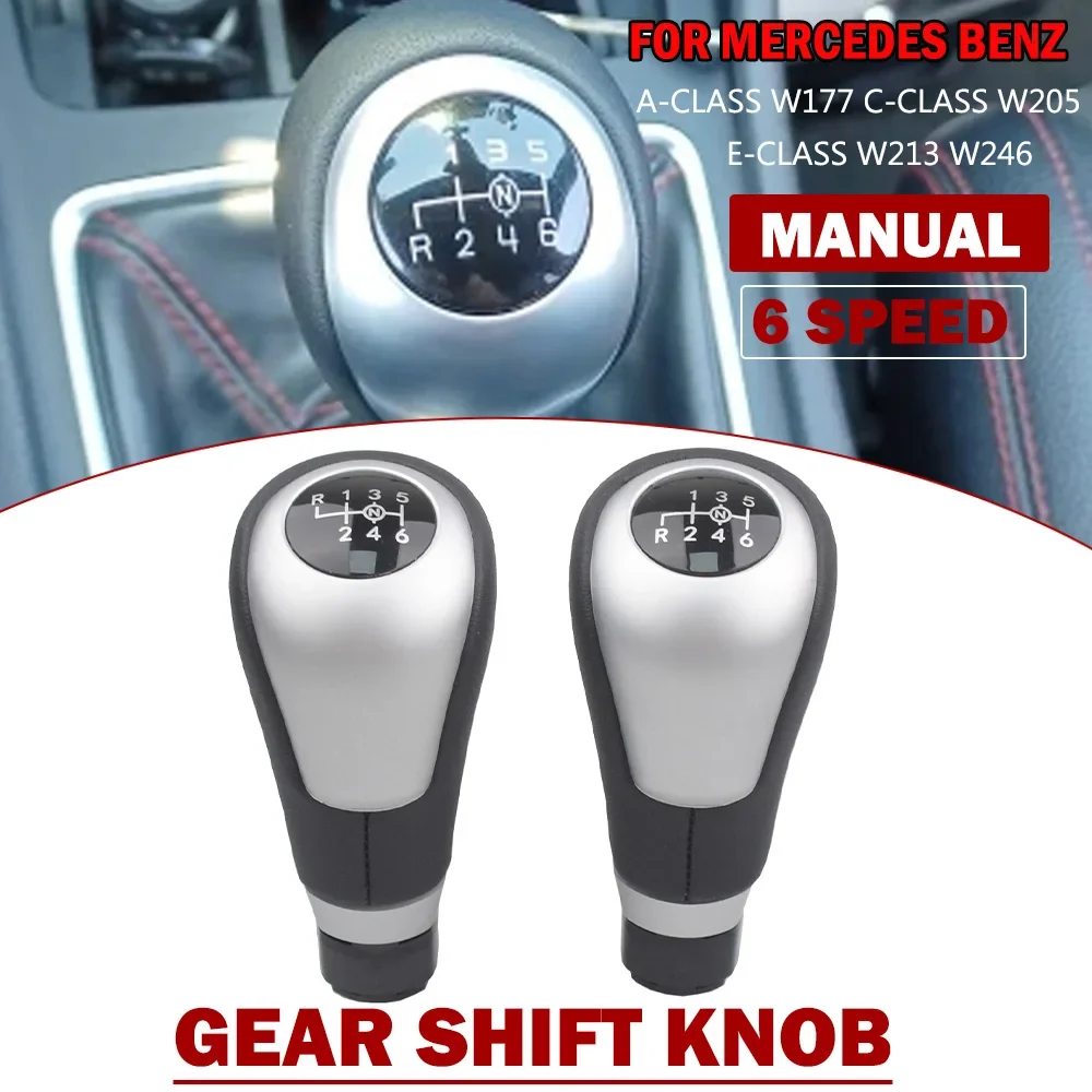 Gear Shift Knob Lever Change Gearbox Shifter Leather for Mercedes Benz A W176 B W246 2012-2018