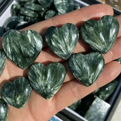 Natural Green Seraphinite Crystal Heart Shaped Gemstone For Jewelry Marking