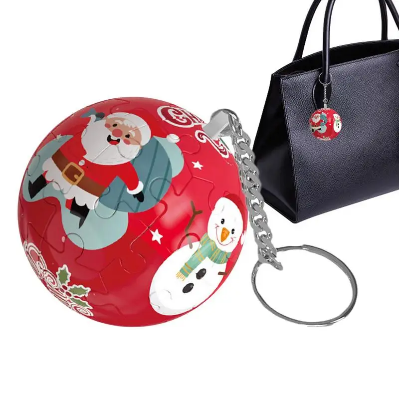 Jigsaw Puzzle Keychain Pendant Key Ring Bag Charm 3D Ball Puzzles  Pocket Book Backpack Keys Christmas Gift