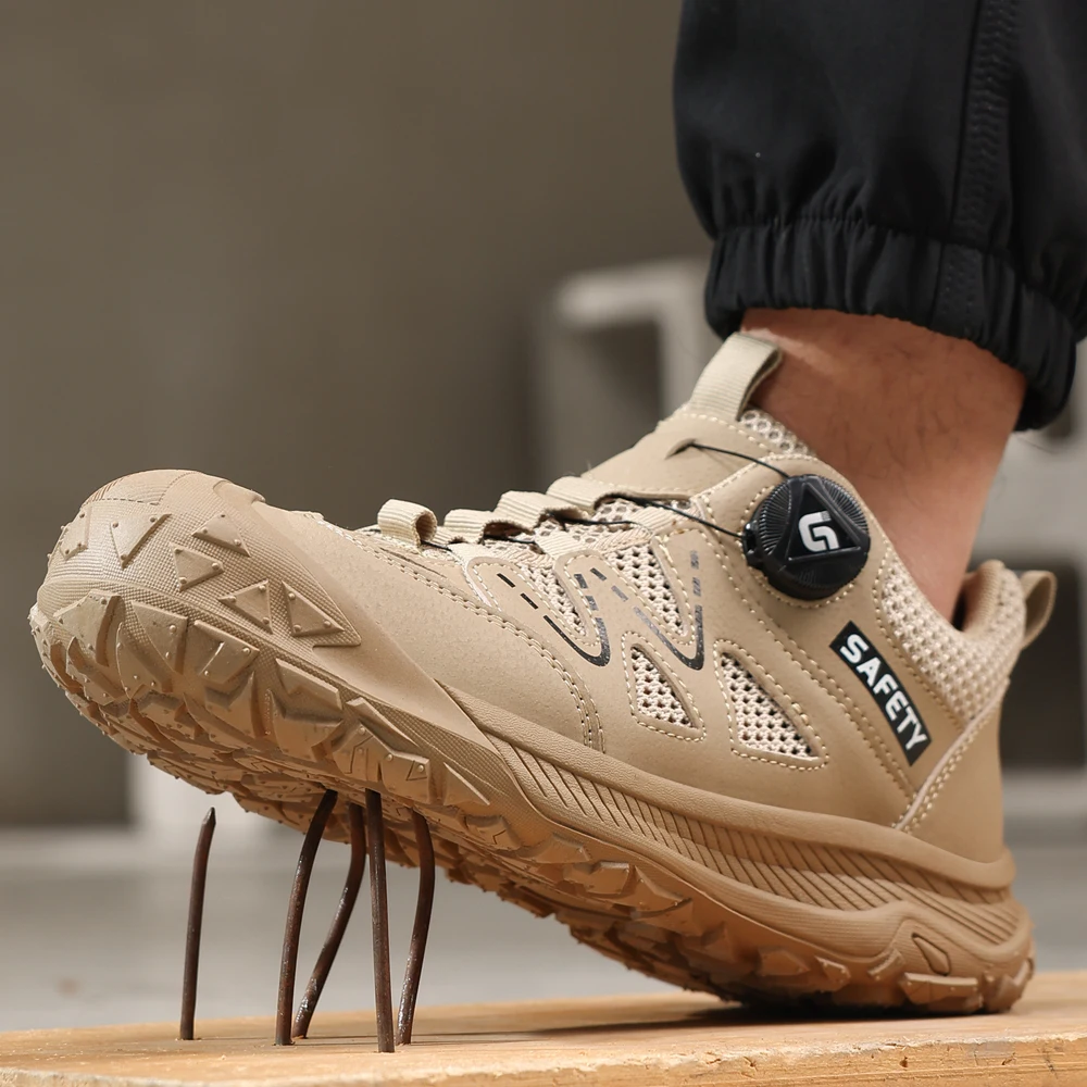 Breathable Men's Safety Shoes Work Sneakers Male Steel Toe Shoes Anti-Smash Anti Puncture Security Indestructible Shoes Non-slip