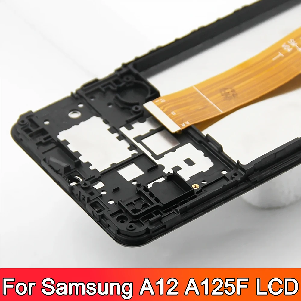 AMOLED For Samsung A12 LCD A125F SM-A125F Display Touch Screen Digitizer For Samsung A12 Screen With Frame Replace