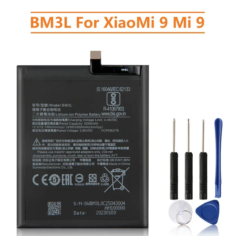 

Replacement Battery BM3L For Xiaomi 9 MI9 M9 MI 9 Rechargeable Phone Battery 3300mAh