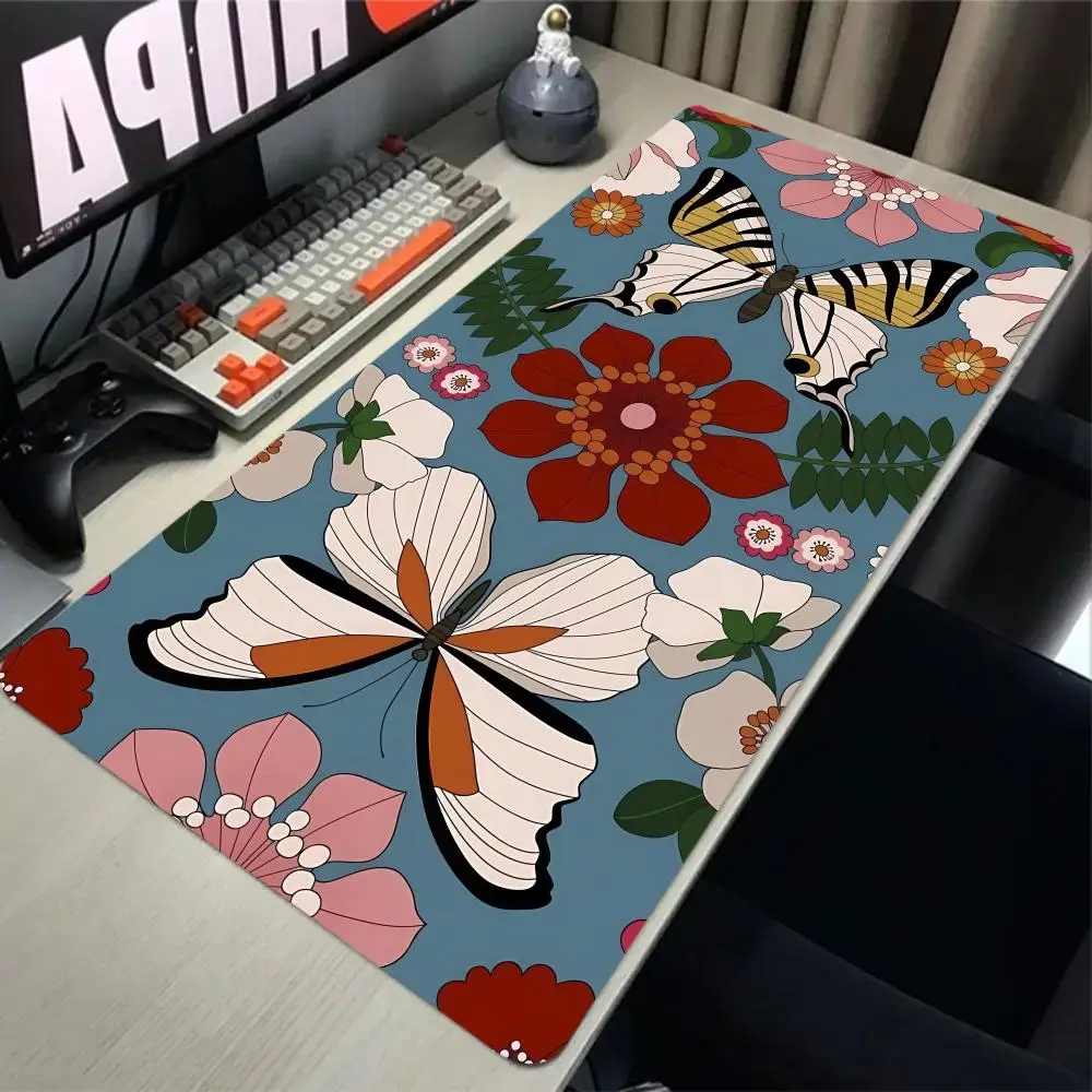 Large Butterfly Forest Game Mouse Pad Non-slip Desk Mat Suitable for Office and Home Keyboard Pad Large Rubber Mouse Pad Xxl