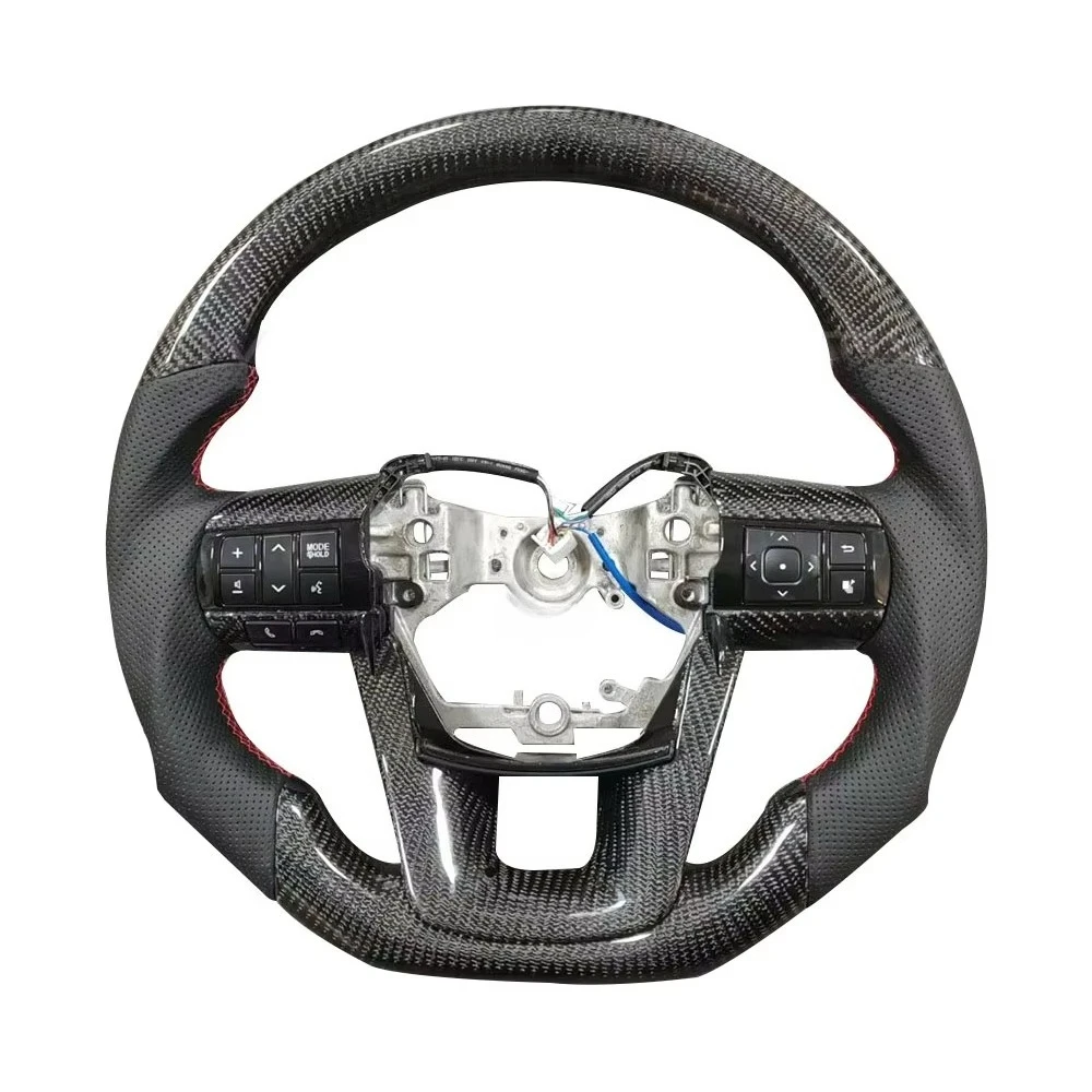 Customized Carbon Fiber Steering Wheel For Toyota Hilux Revo Fortuner 2011 2012 2013 2014 2015 2016- 2018 Innova GR Sport Racing