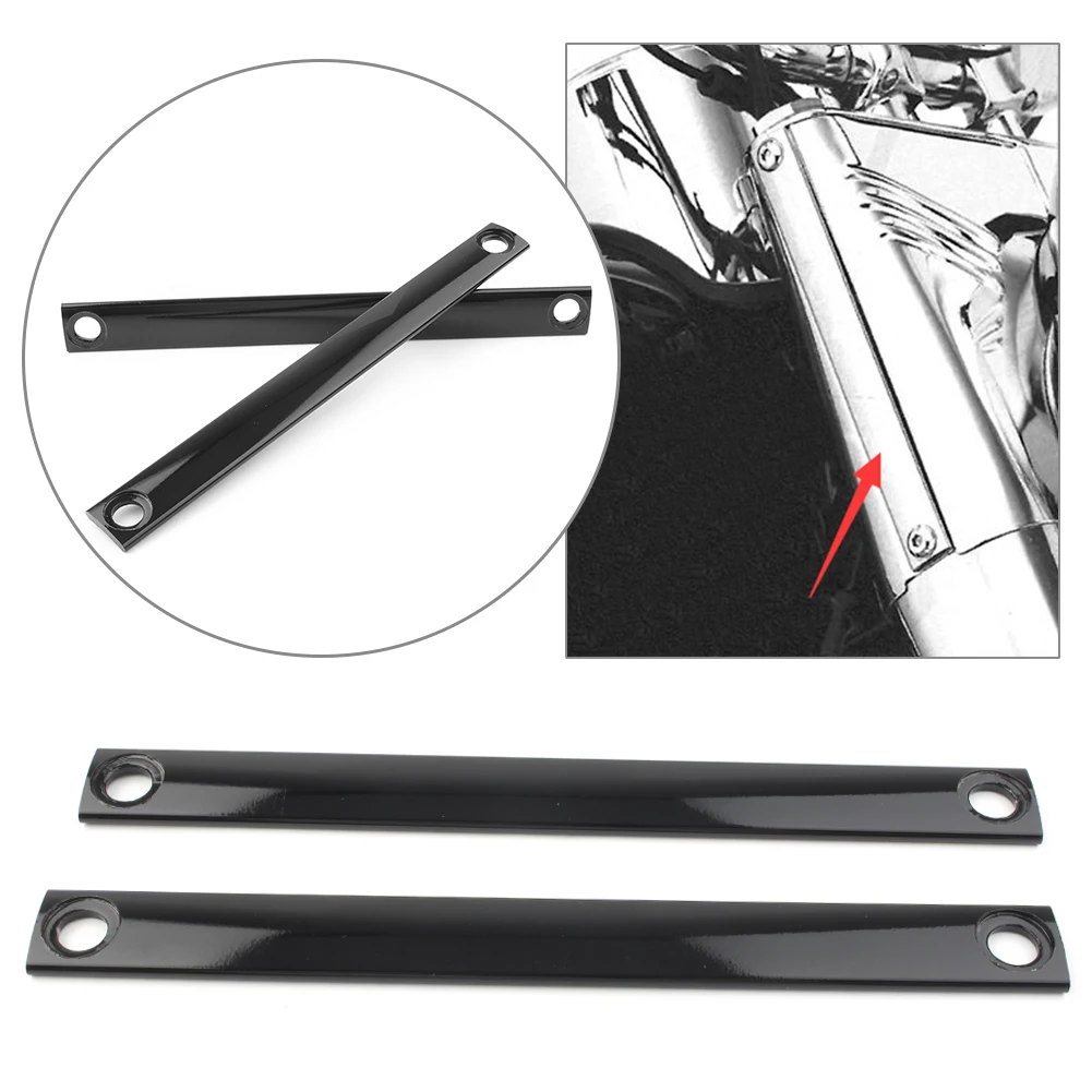 1 Pair Black Motorbike Fork Panel Accent Strips Fits for Harley Davidson FLST 1996-UP CNC Aluminum