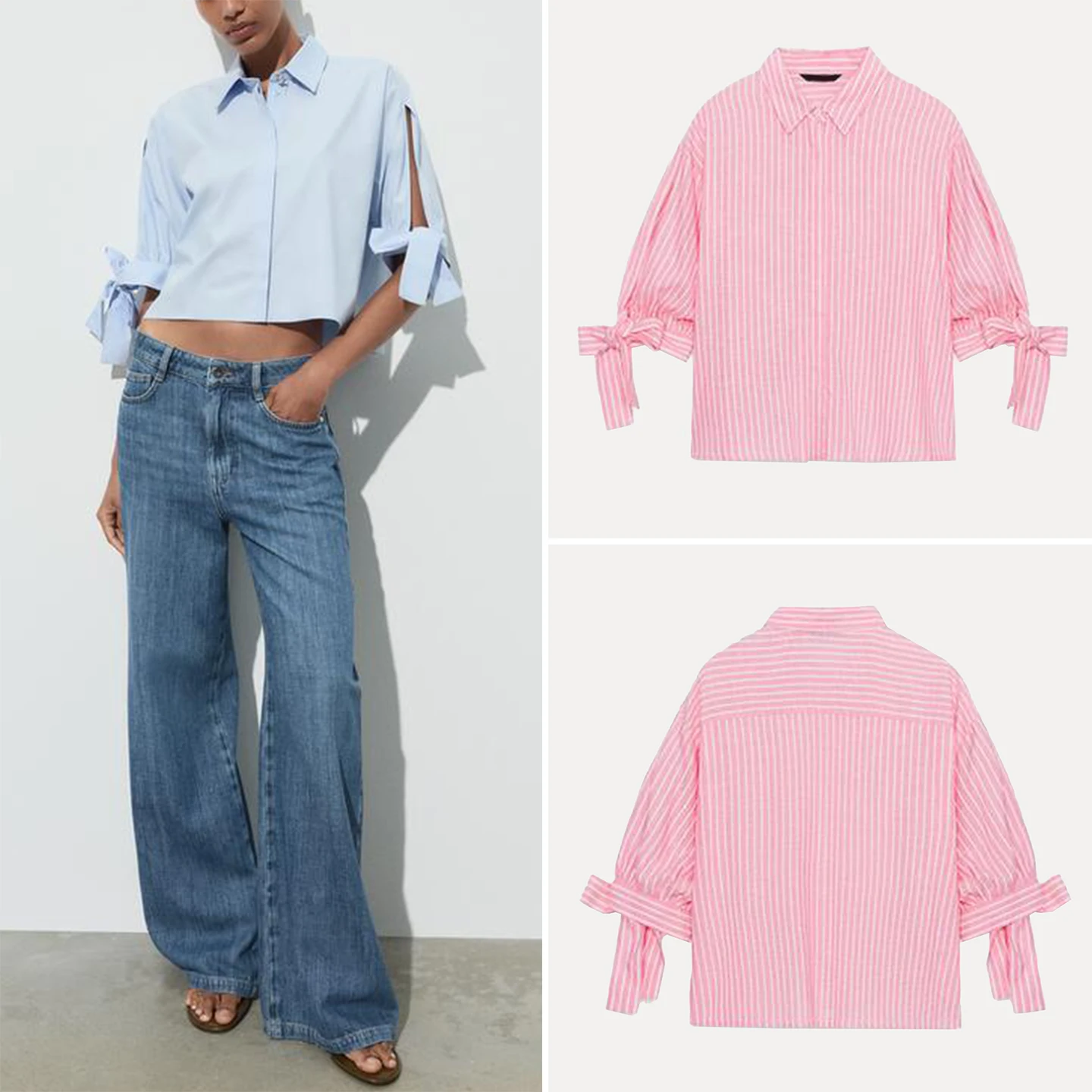 

Элегантные женские рубашки с узлами, лето 2025: модные, универсальные, из дышащего шелкового смесового полиэстера, короткие