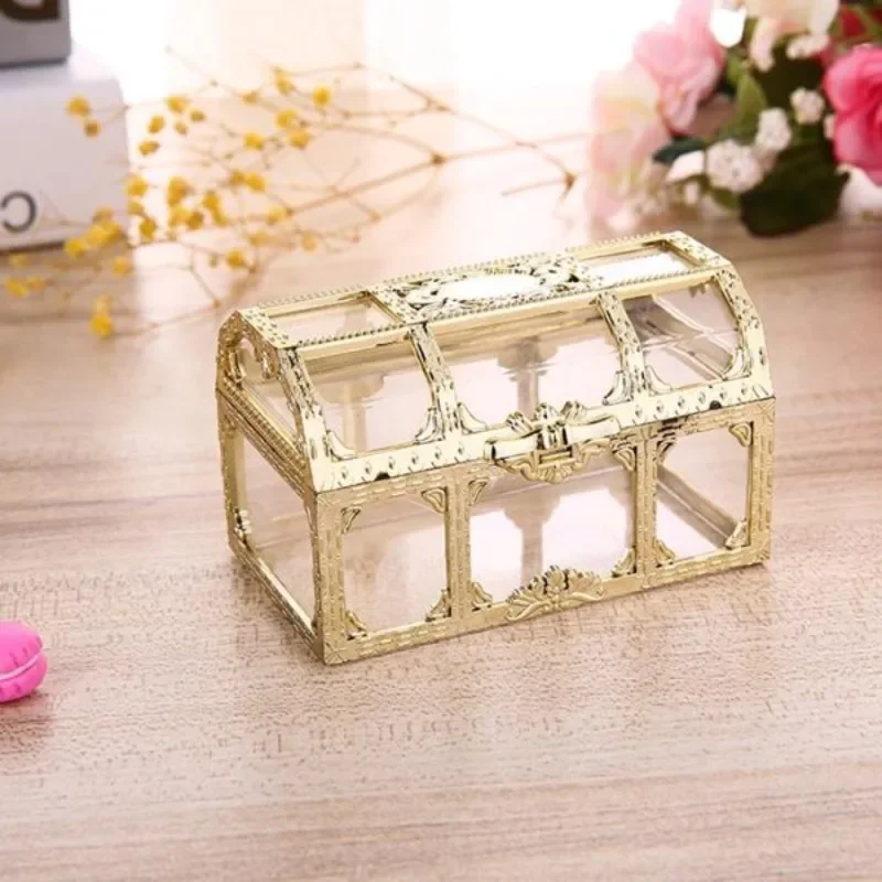 6PCS Plastic Transparent Box Crystal Gem Candy Box Storage Organizer Chest Box Treasure Jewelry