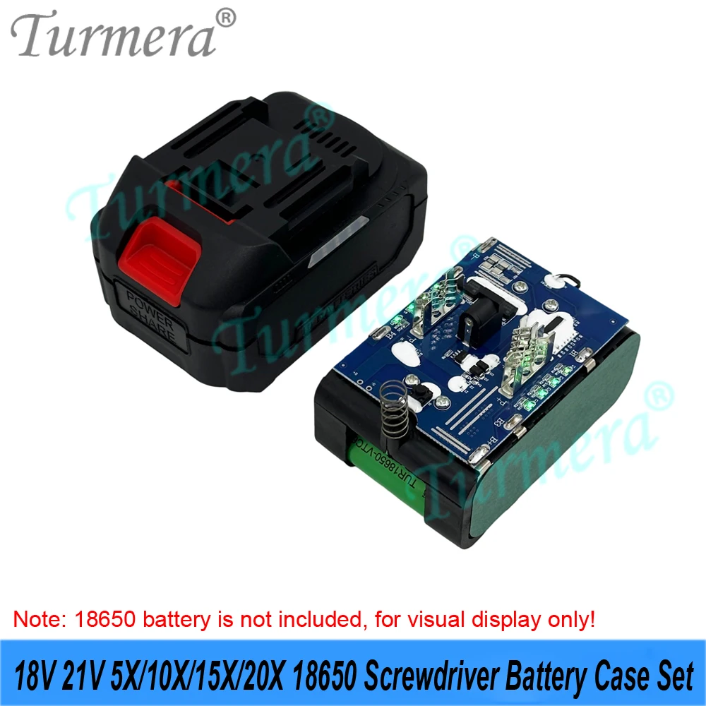 Turmera New 5X 10X 15X 20X 18650 Cores 18V 21V Screwdriver Battery Case Set 35A Max.130A BMS LED Displayer for DIY 18V Makiita