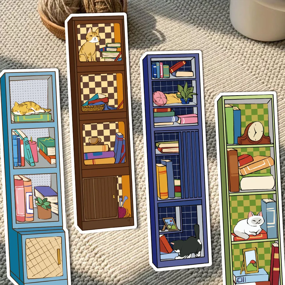 30PCS Cartoon Cat Cabinet Bookmark Series Simple Handheld Art Creative Materials Reading Paper Bookmarks DIY Bookmarks
