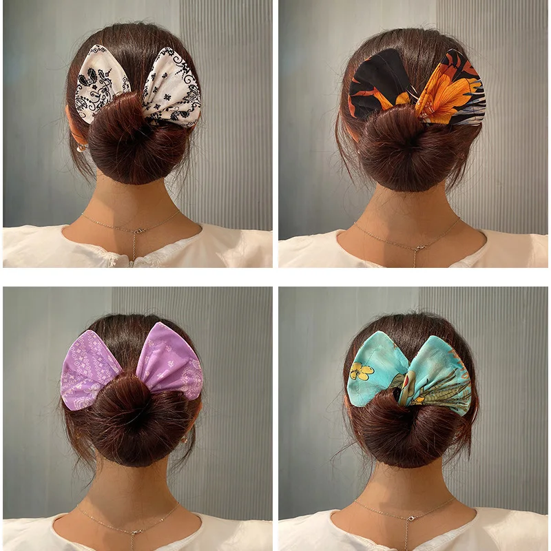 Headband Roller Hair Curler Donut Bun Maker Women\'s Bow Rabbit Ear Magic Hairstyle Ring Accessories Twisted Lazy Hairpin Tool