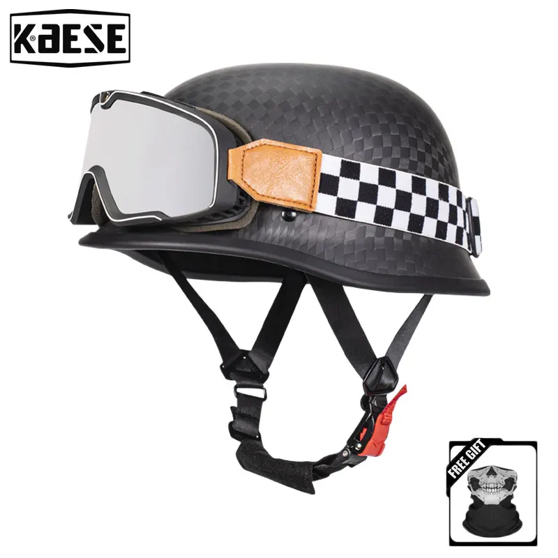 

Carbon Fiber Helmet Retro Men's Motorcycle Helmet Man Half Helmet Summer Vintage Half Helmet Cascos Retro Motorcycle DOT Capacet