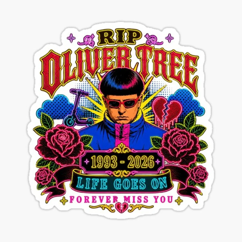 Autocollant commémoratif « En souvenir d'Oliver-Tree, repose en paix » (1993 à 2026) pour ordinateur portable, décoration de chambre, voiture, art de dessin animé mignon et tendance