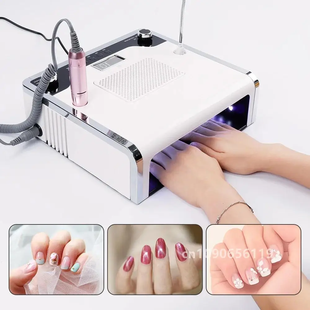 3 IN 1 Nail Machine Set With 108W LED Lamp Nails Dryer and Powerful Vacuum Cleaner  & Electric Nail Drill  Manicure Machine