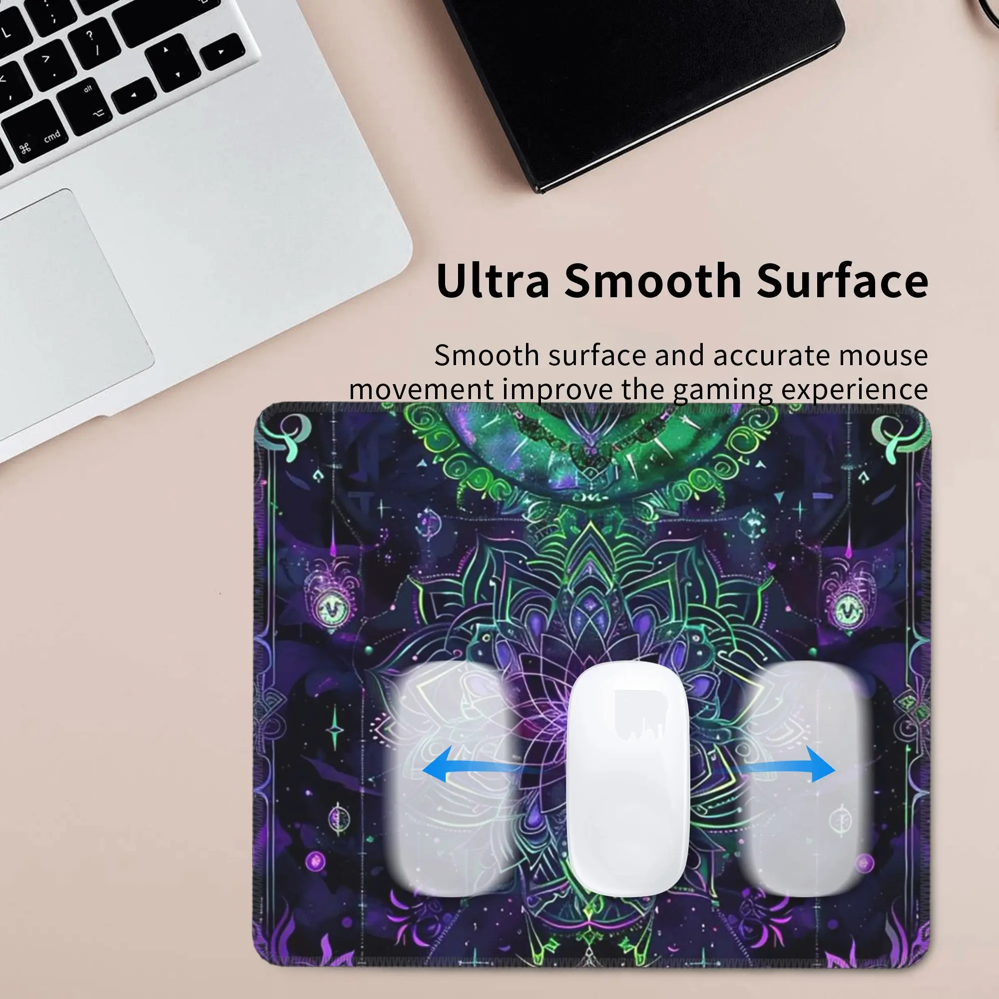 Celestial Neon with Astrological Symbols and Starry Night Mouse Pad Computer Keyboard Mouse Mat Gamer Laptop Desk Mat Table Mats