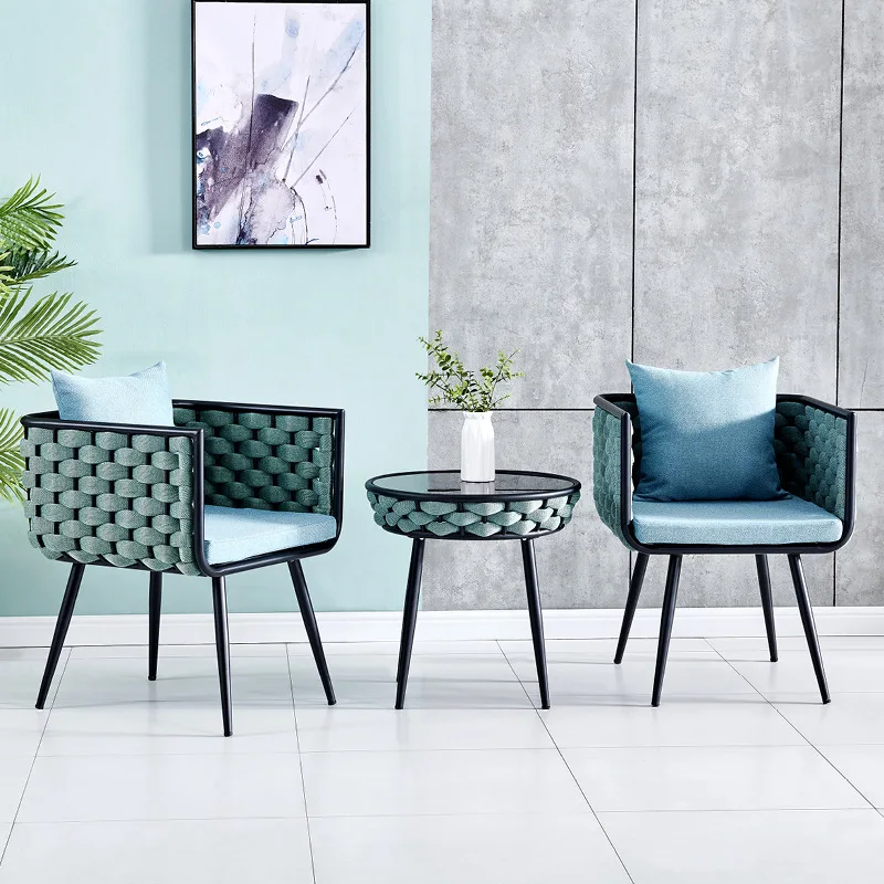 Outdoor balcony table and chair rattan chair three-piece outdoor villa courtyard yarn terrace simple leisure small