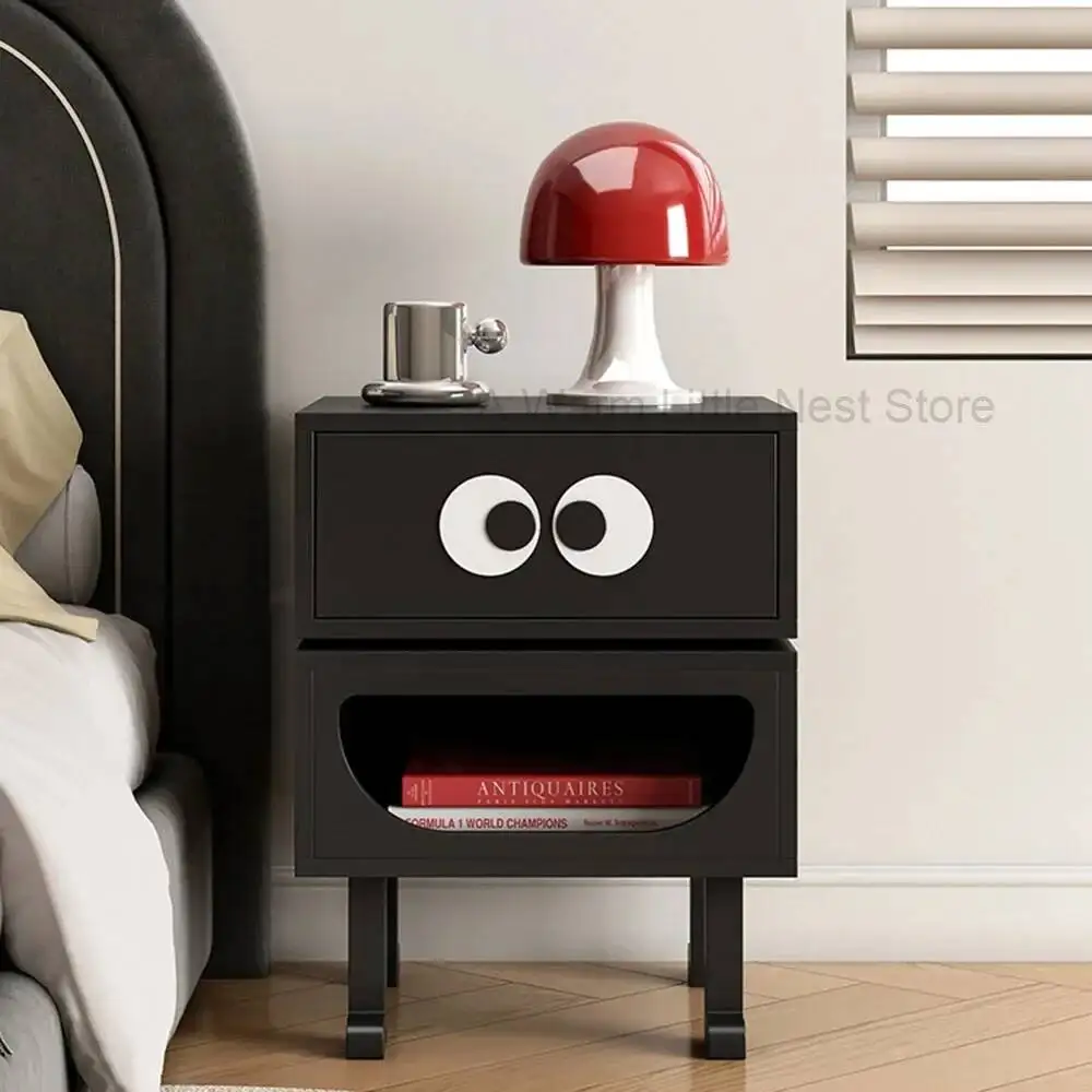 Wood Design Nightstands Black Italian Modern Kawaii Kids Cute Storage Nightstands Center Pretty Muebles Interior Decorations