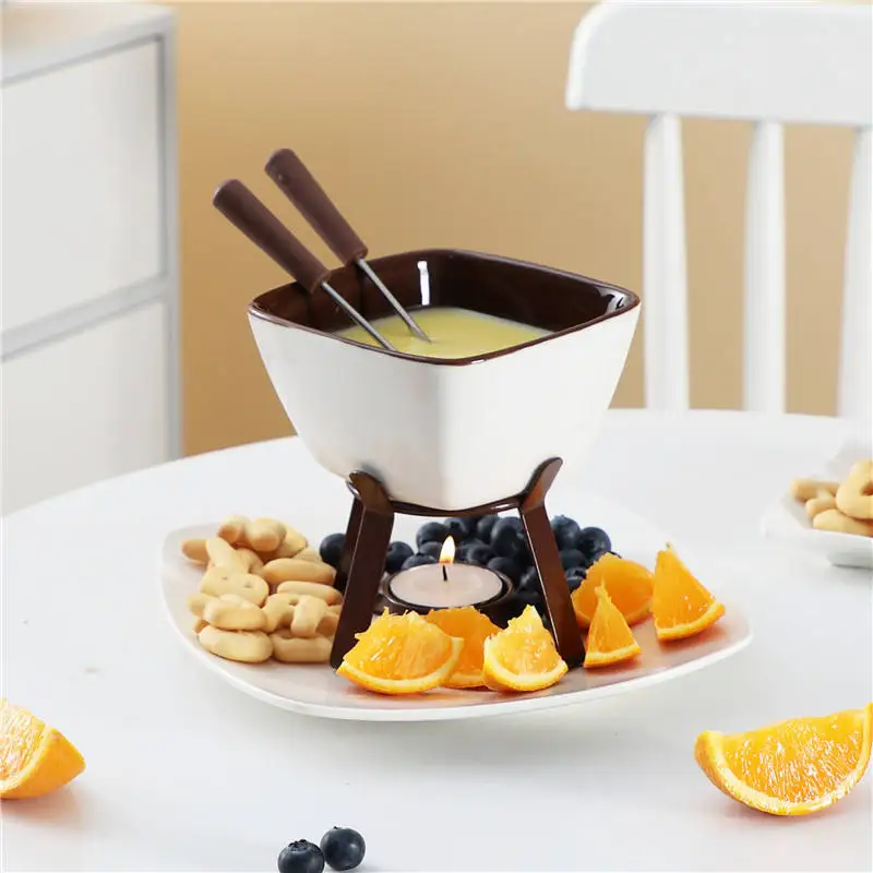 Ceramic Fondue Pot, Cheese Melting and Warming Pot, Chocolate Fondue Pot, suitable for Haagen-Dazs ice cream.