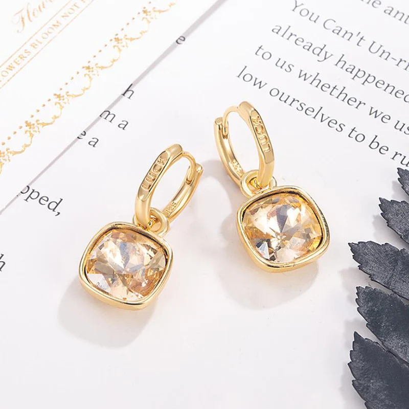 Unique Autumn and Winter Amber Zircon Earrings Light Luxury 2025 New Popular High-end Ear Buckle For Women KOFSAC
