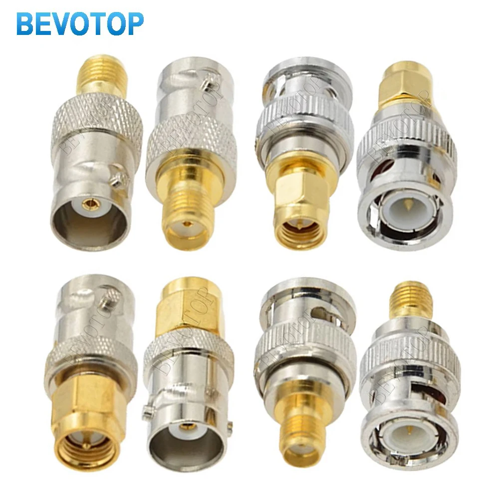 10PCS Q9 BNC To SMA Male Female Straight Connector SMA Male Female To BNC Male Female Nickel Plated Brass Coaxial RF Adapters